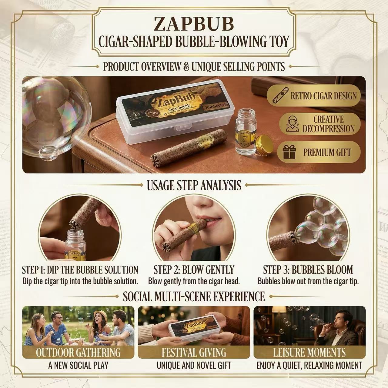 Novelty Cigar Bubble Toy, Bubble Pop Fidget Cigar Box,Bubble Maker for Stress & Anxiety Relief, prank gifts for adults, Fun Party Gift for Men Women #SummerVibes